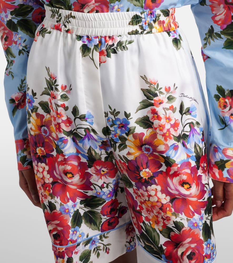 Floral silk twill Bermuda shorts