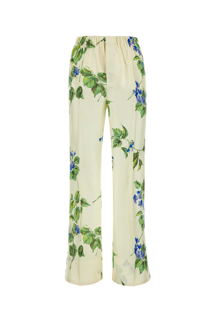 Floral-printed Elasticated Waistband Trousers