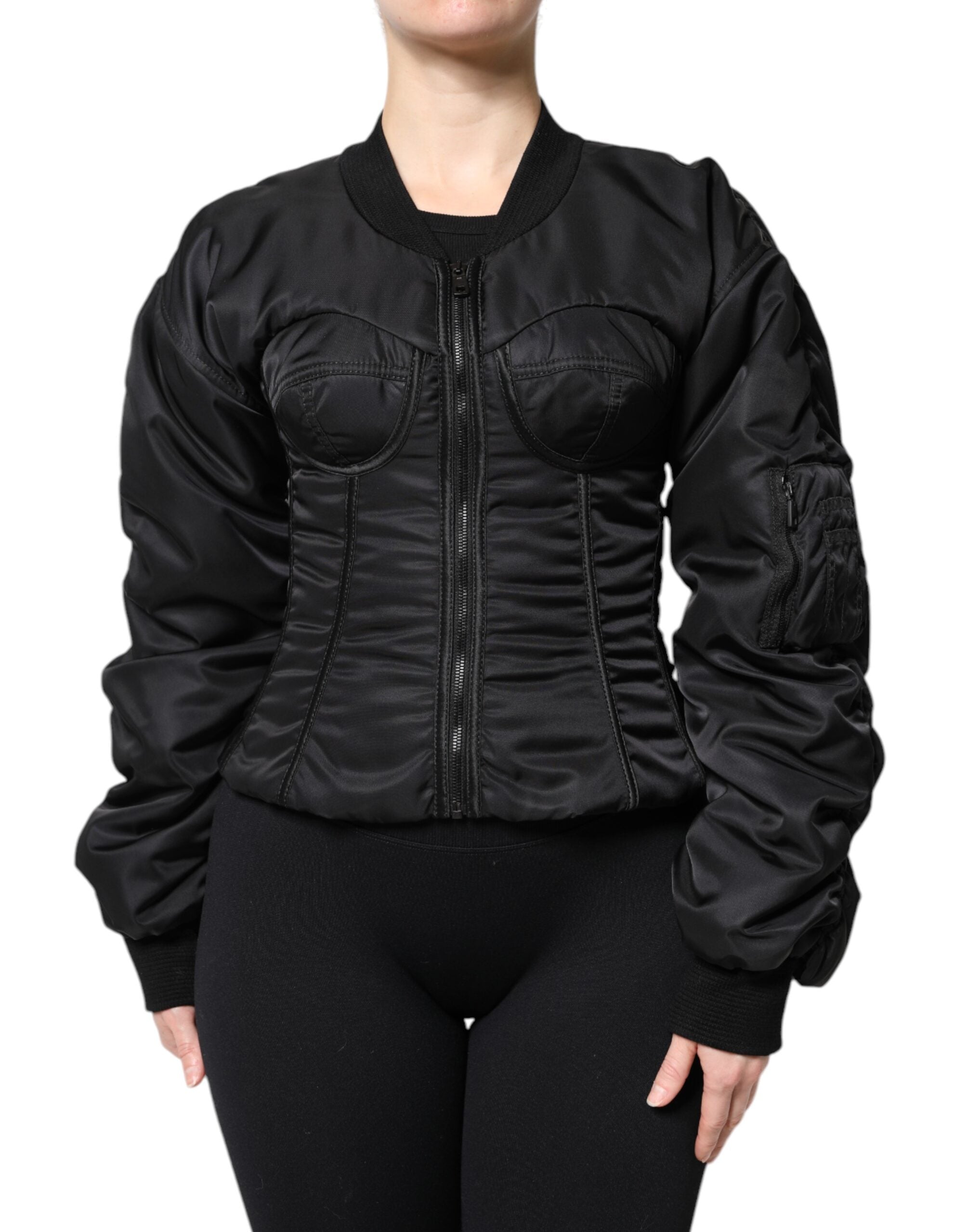 Nylon Bustier Jacket — Black