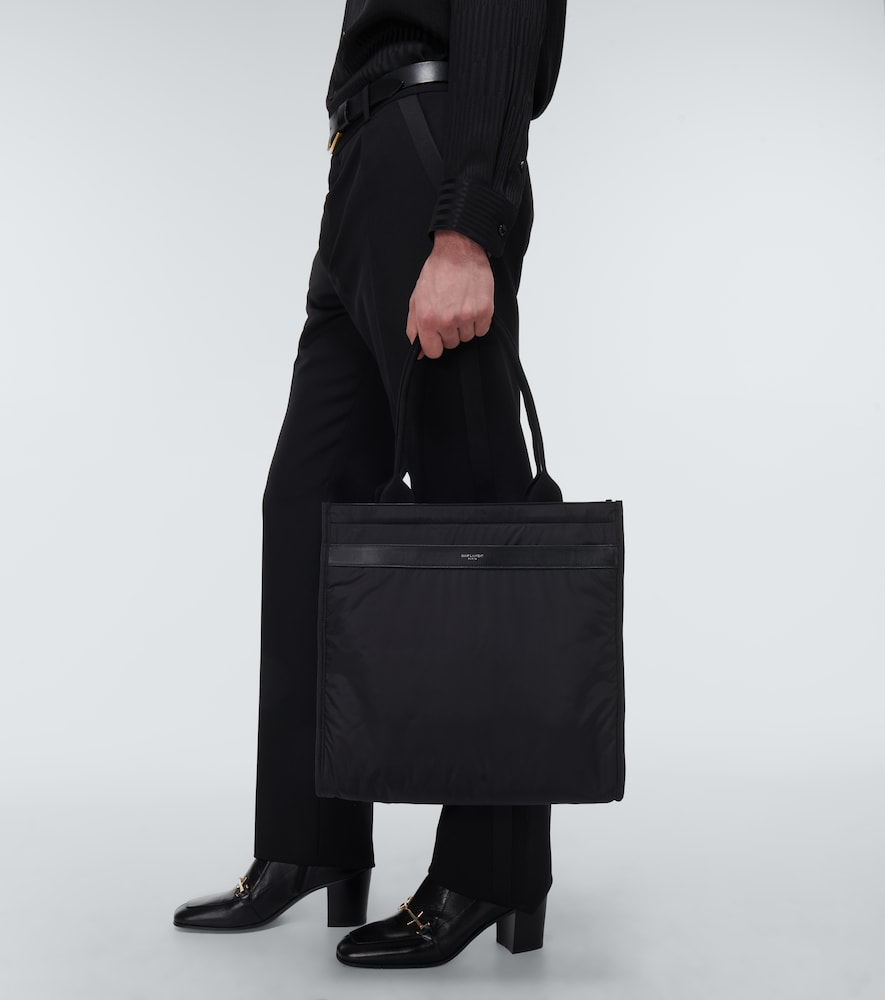 City leather-trimmed tote bag