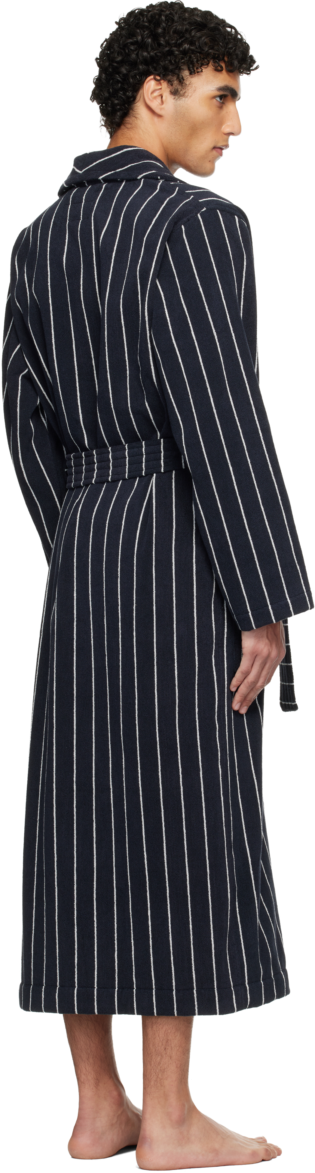 Navy & White Terry Classic Bathrobe