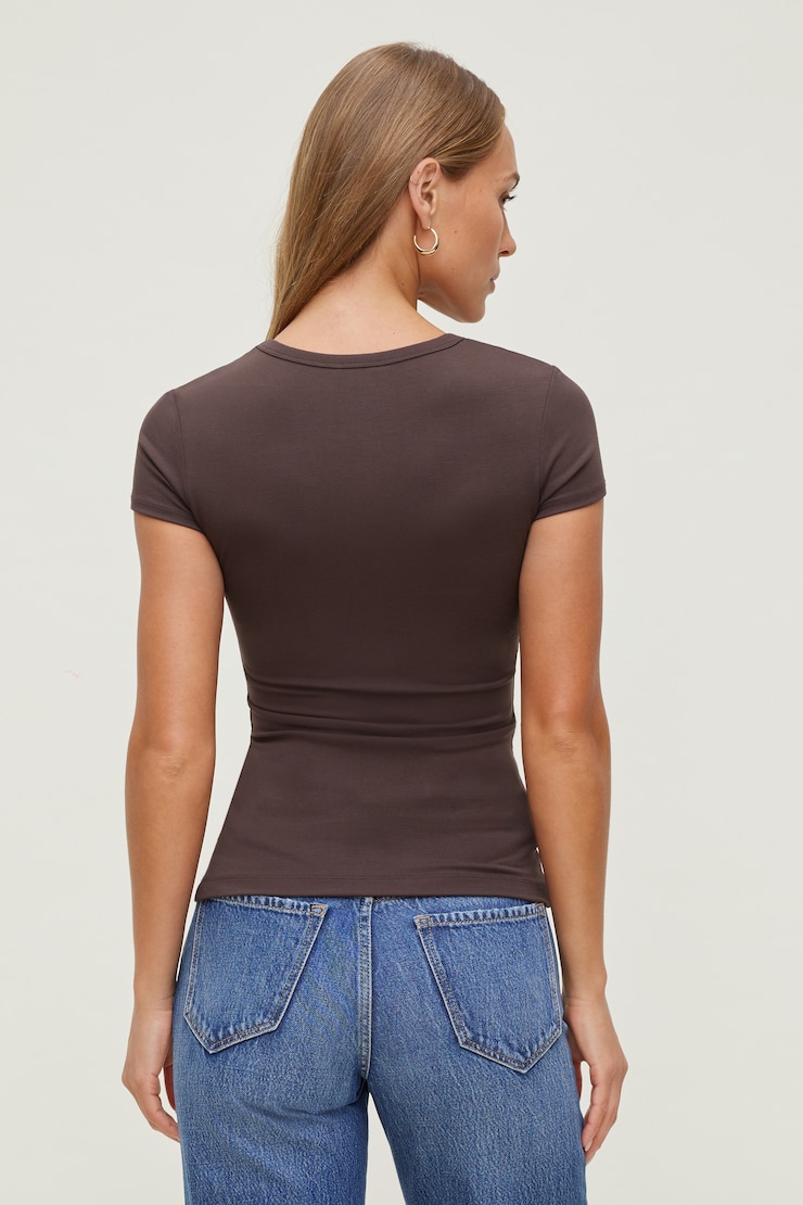 Rumi Crewneck T Shirt - Brown - Women Clothing