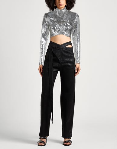 Woman Top Silver Size 2 Polyester, Polyamide, Elastane