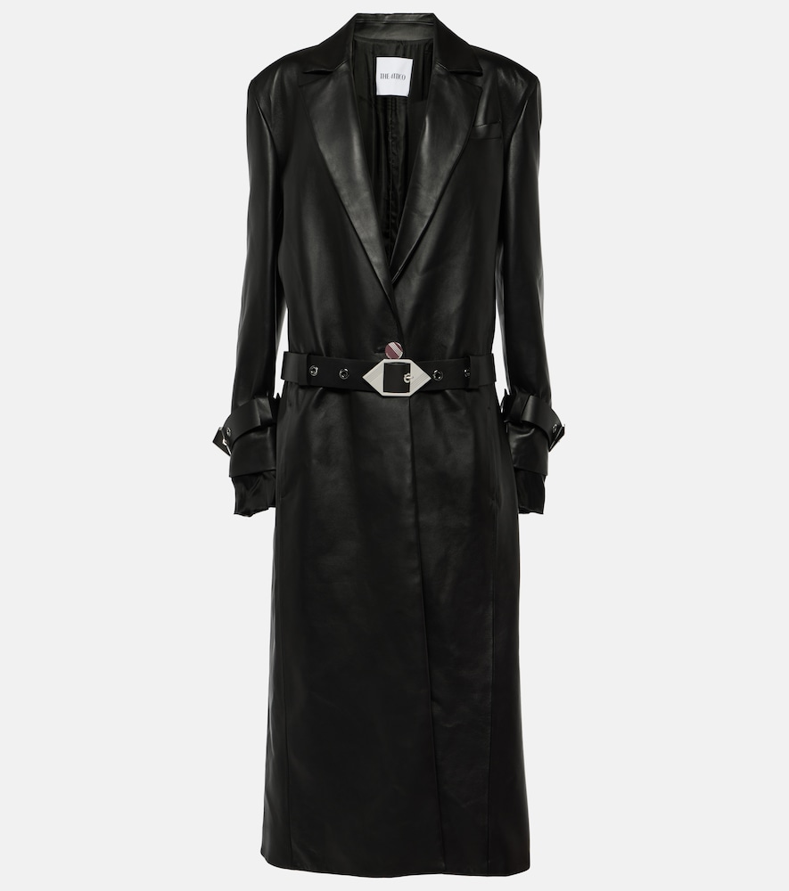 Belted leather coat