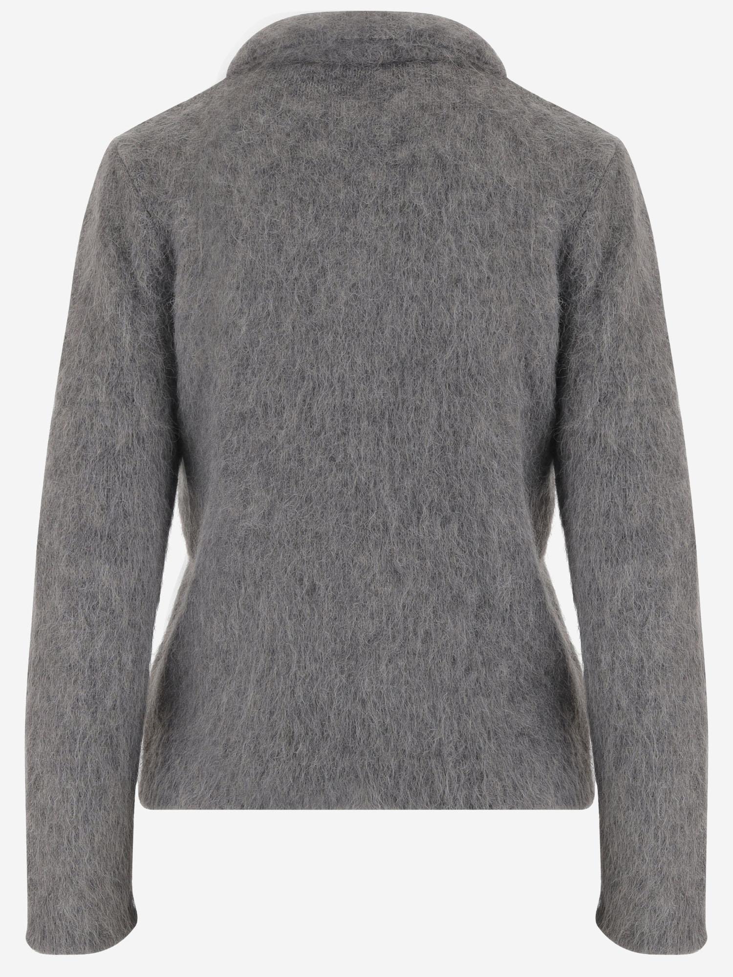 Brushed Alpaca Polo Sweater — Gray