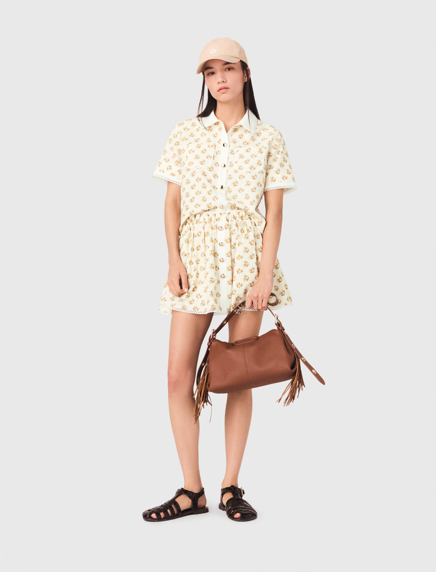 Woman's lyocell Patterned shirt with croquet trim for Spring/Summer