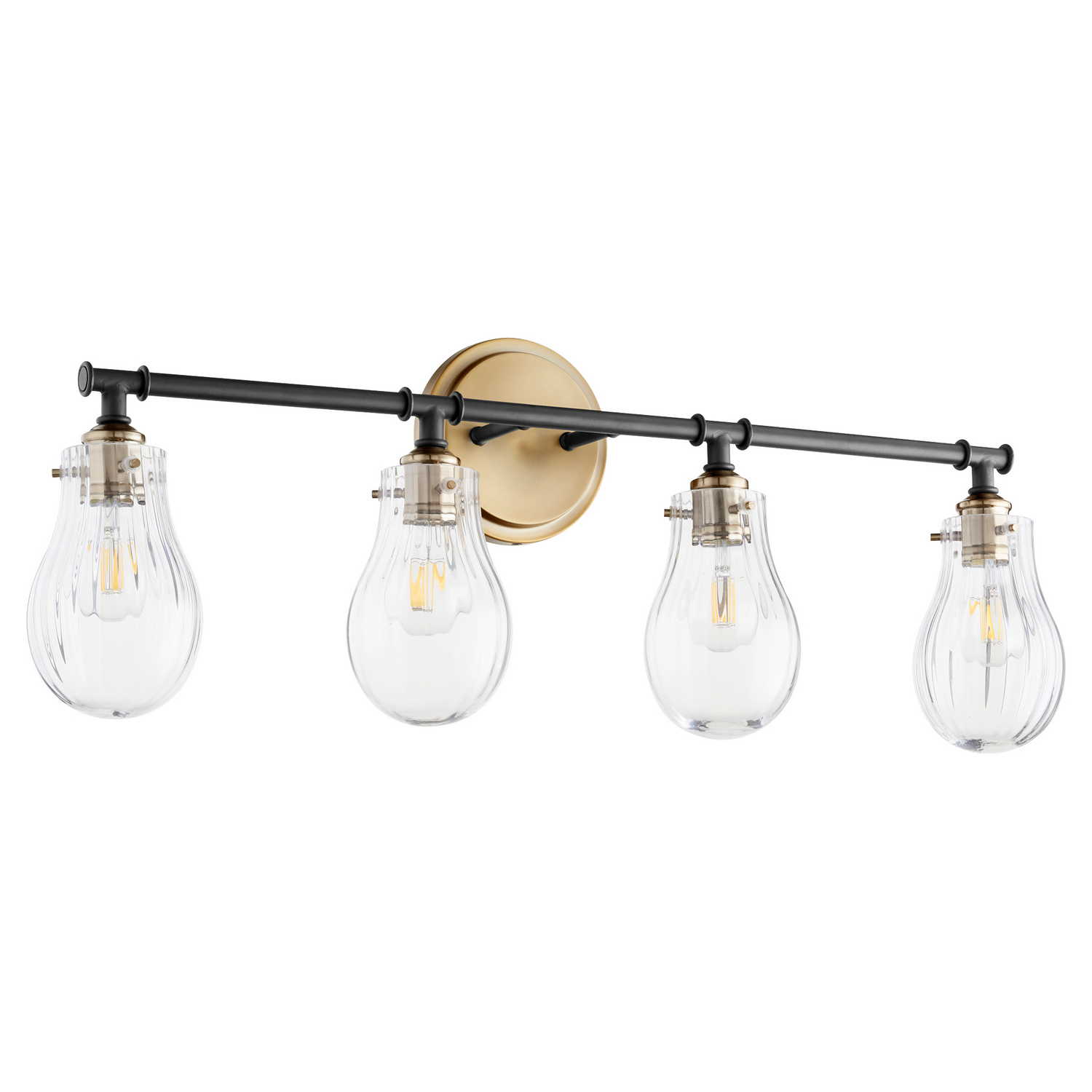 511 Lighting Series 4-Light Bathroom Vanity Light in Textured Black w with Aged Bra