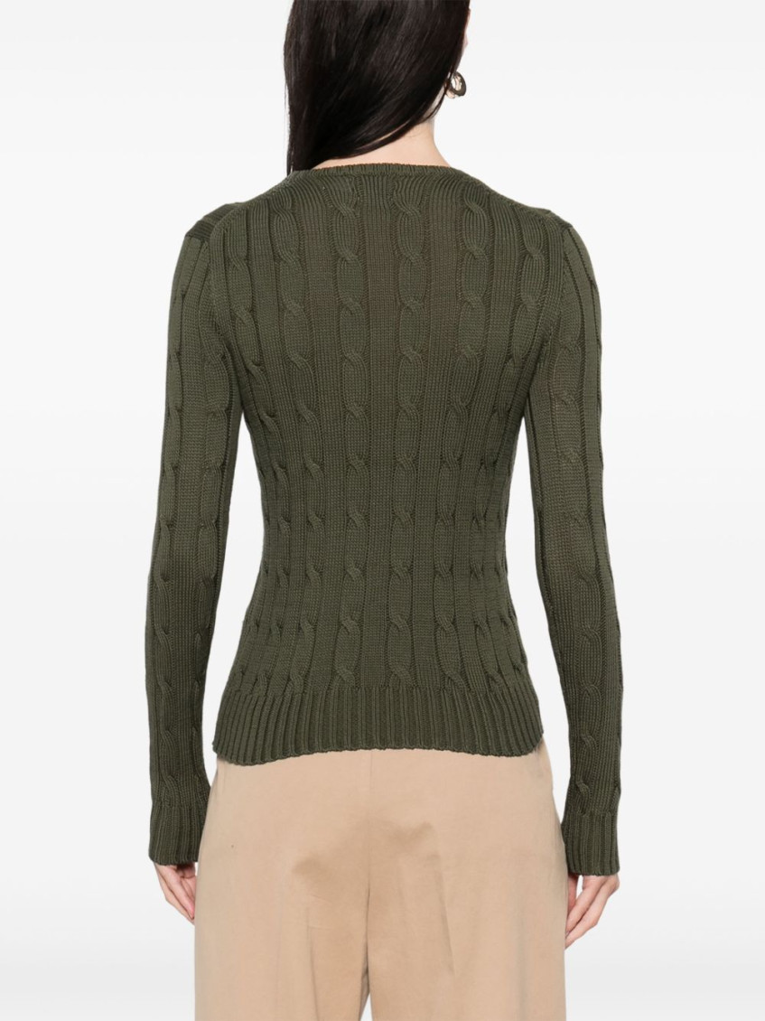 Olive cable-knit sweater