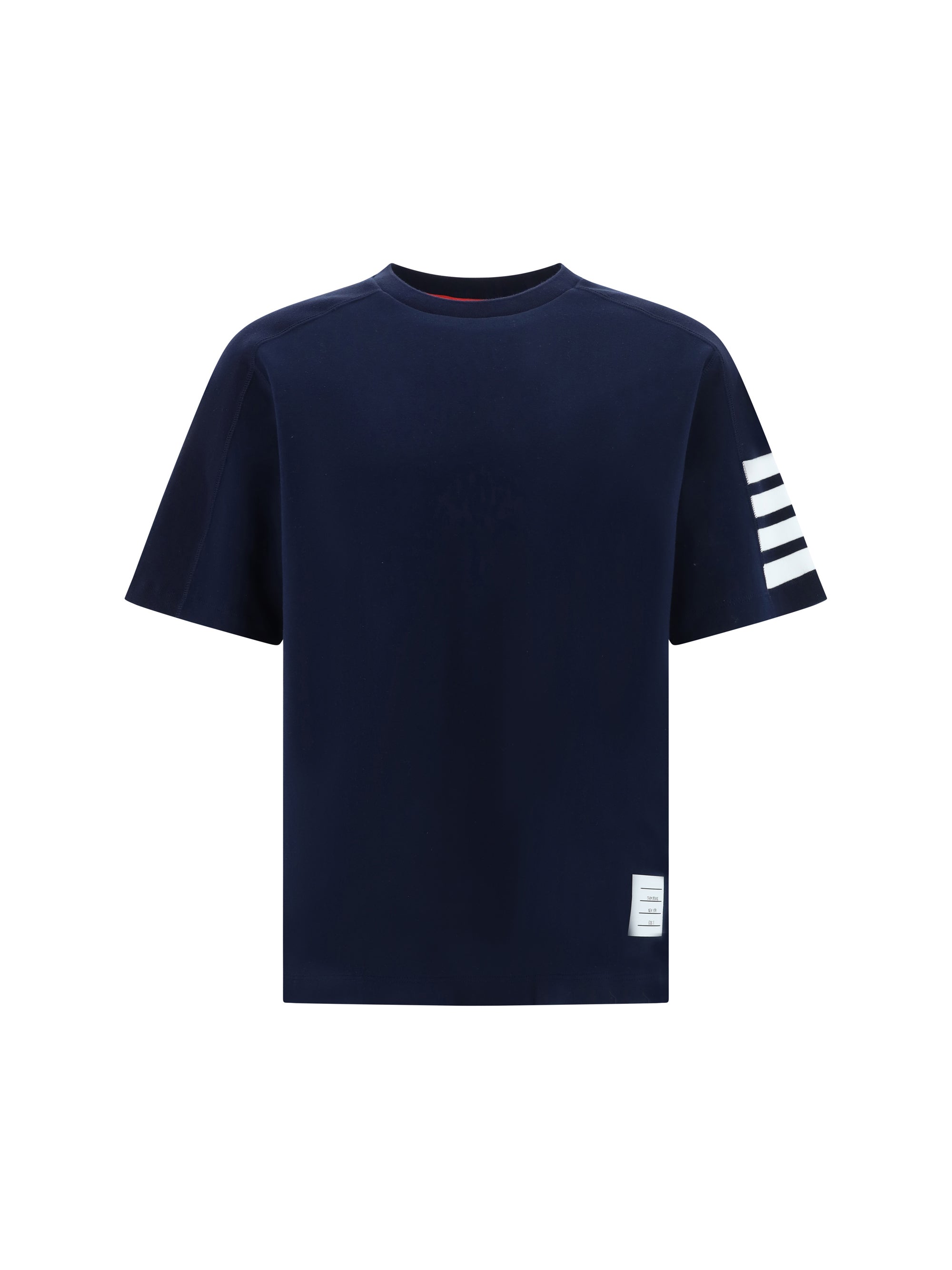 Horizontal Stripe Cotton T-Shirt — Navy