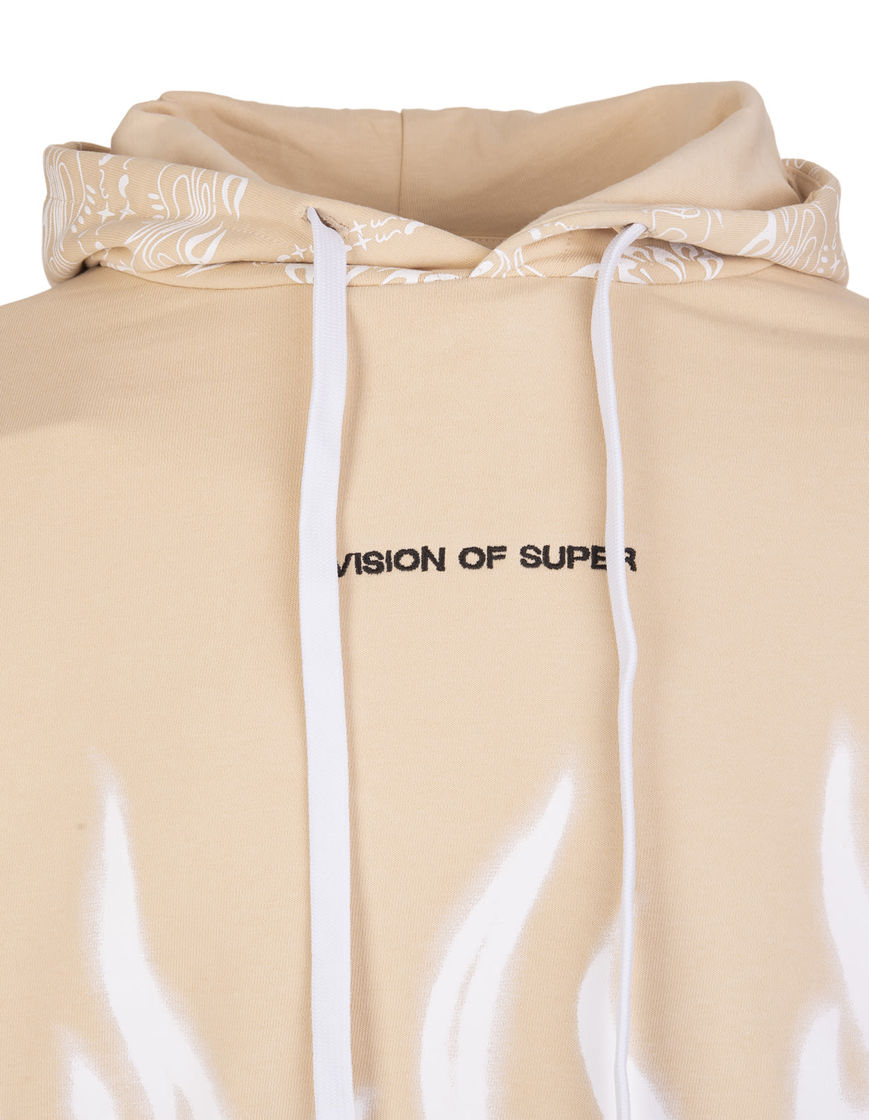 Unisex Beige Hoodie With Bandana Print