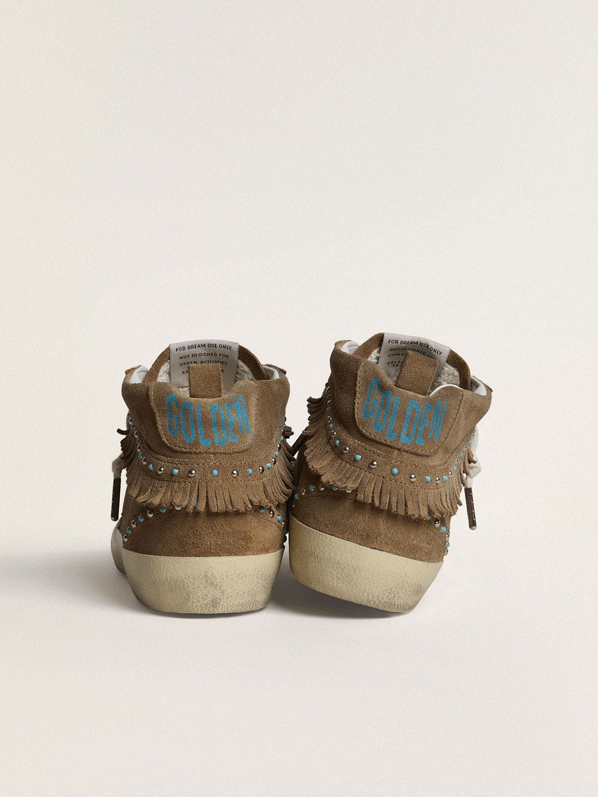 Golden Goose - Women's Mid Star In Tobacco Suede With Fringing And Studs, Woman