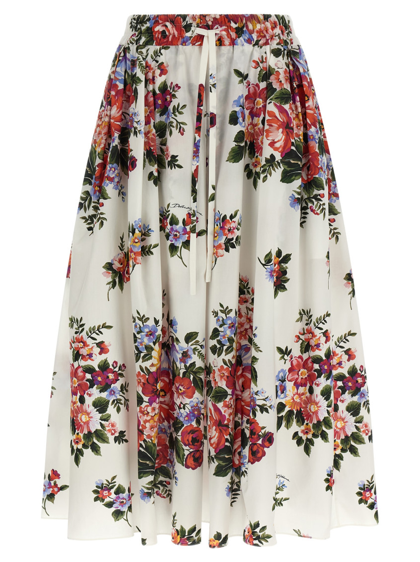 Dolce&Gabbana - floral pleated skirt elastic waistband drawstring