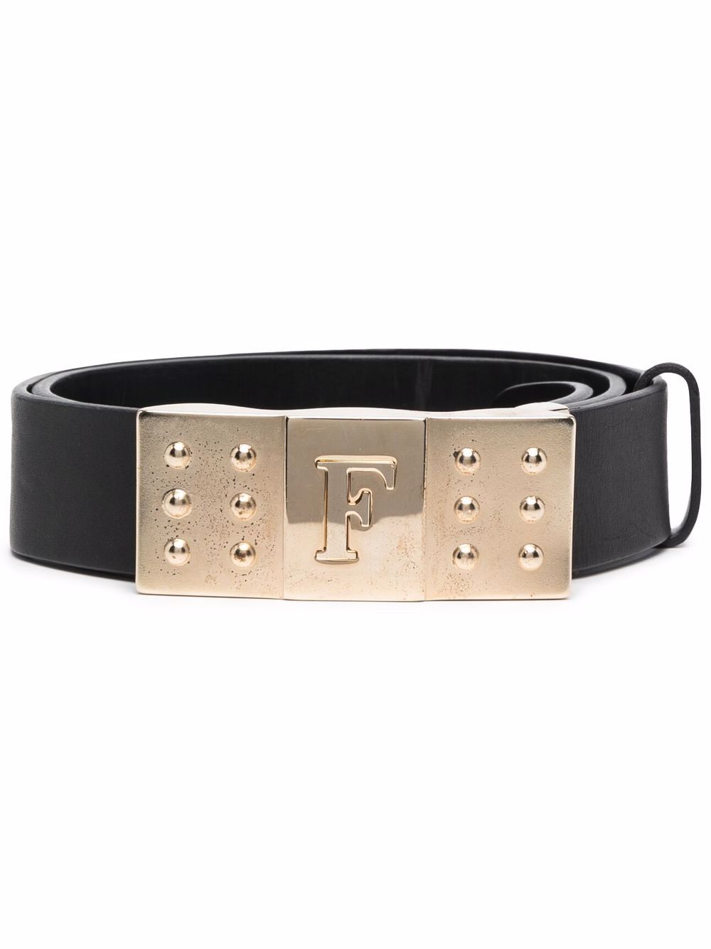 1990s logo engraved buckled leather belt - Black