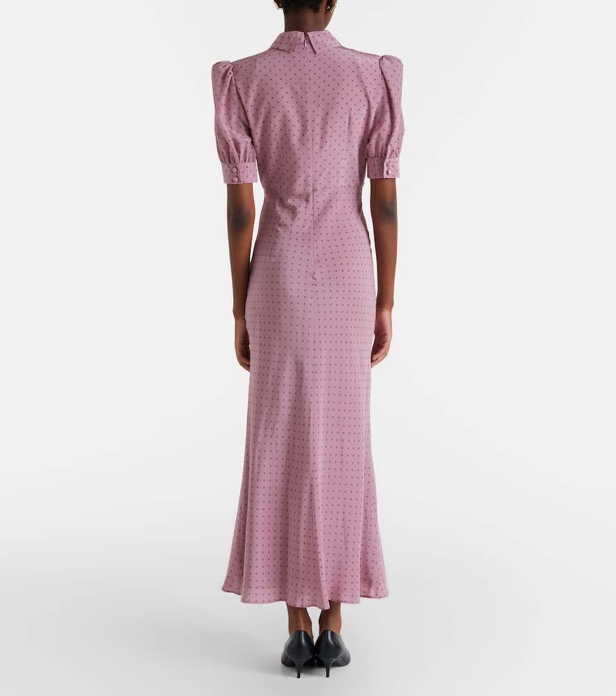 Polka-dot silk midi dress