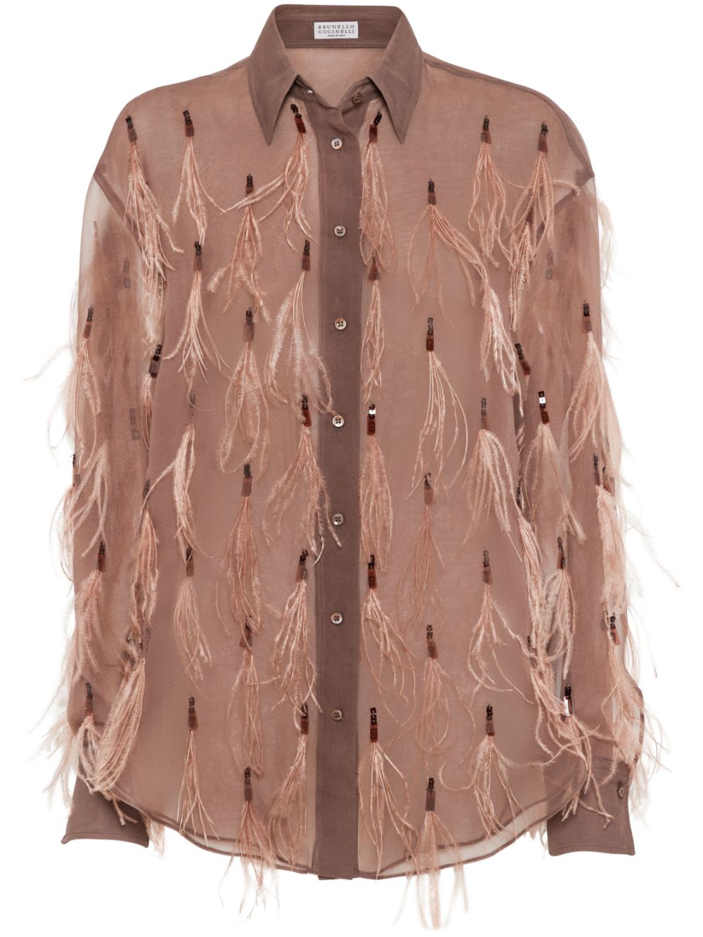 Feather-detailing shirt - Brown