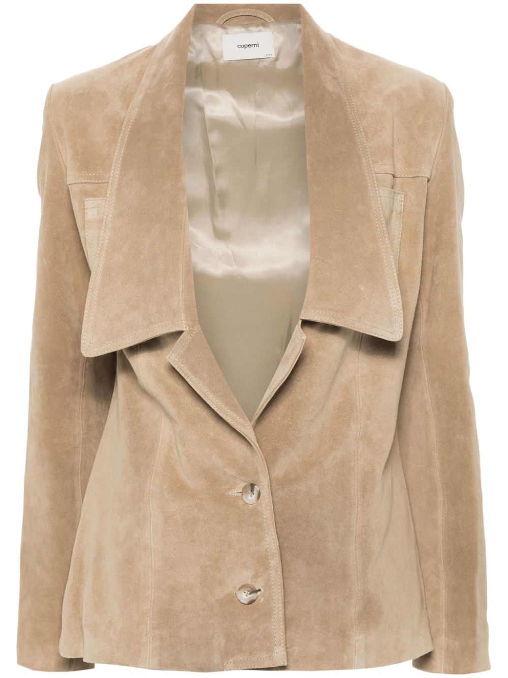 Suede single-breasted jacket - Neutrals