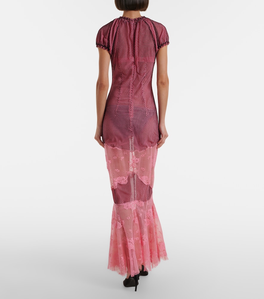 Sheer lace and mesh maxi dress