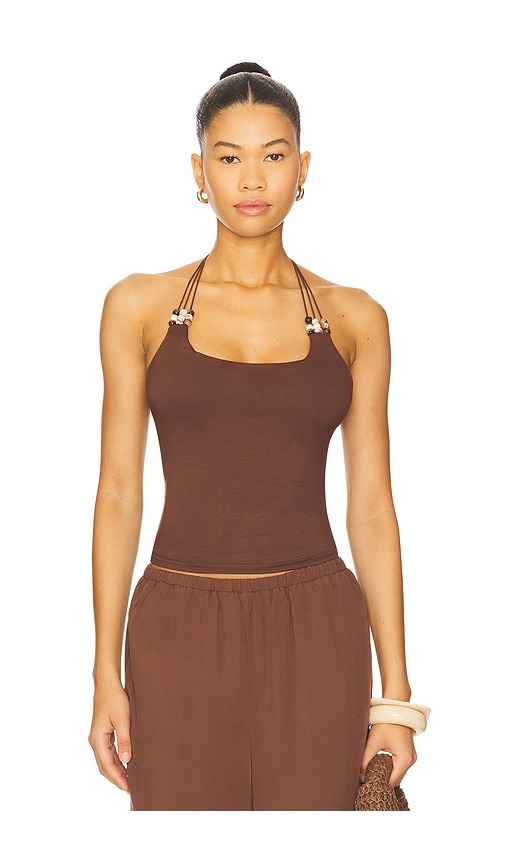 Superdown Blanche Halter Top in Brown. M. Also in XXS, XS