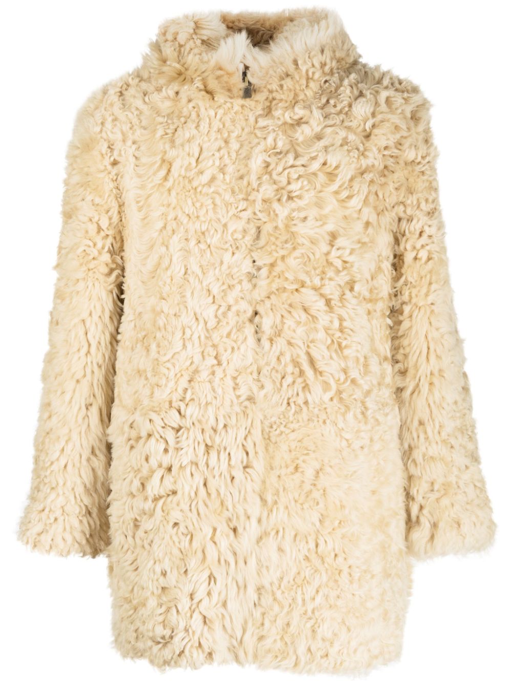 Faux-fur hooded coat - Brown