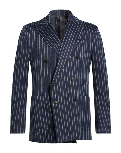 Man Blazer Navy Size 36 Cotton, Linen
