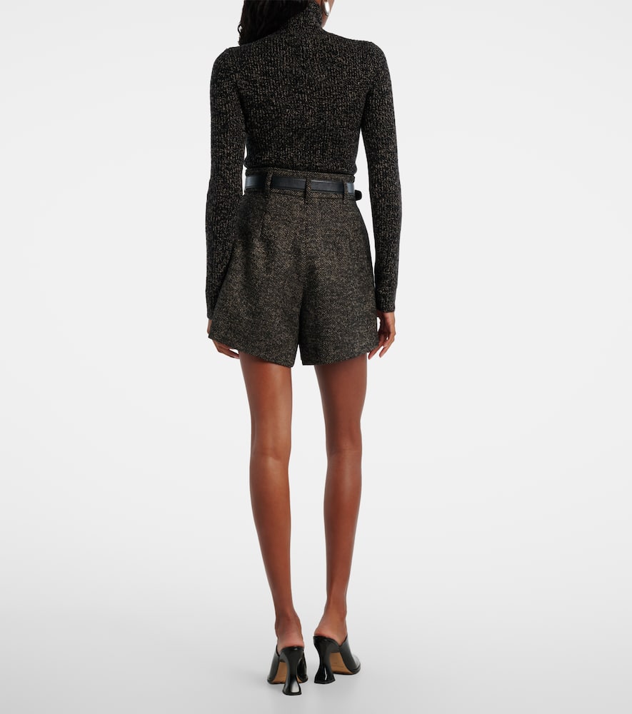 Herringbone wool-blend shorts