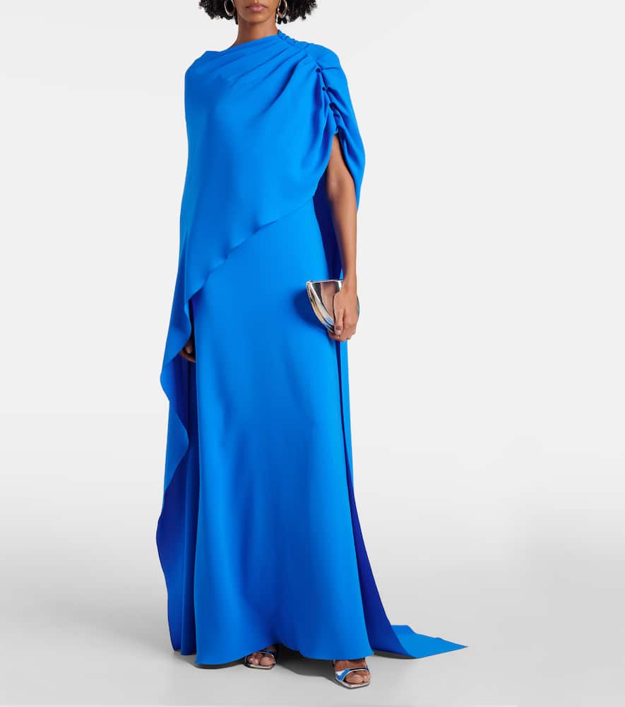 Draped silk-blend georgette gown