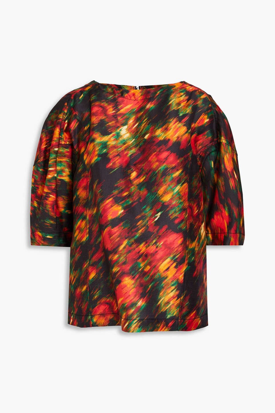 Printed satin-twill top