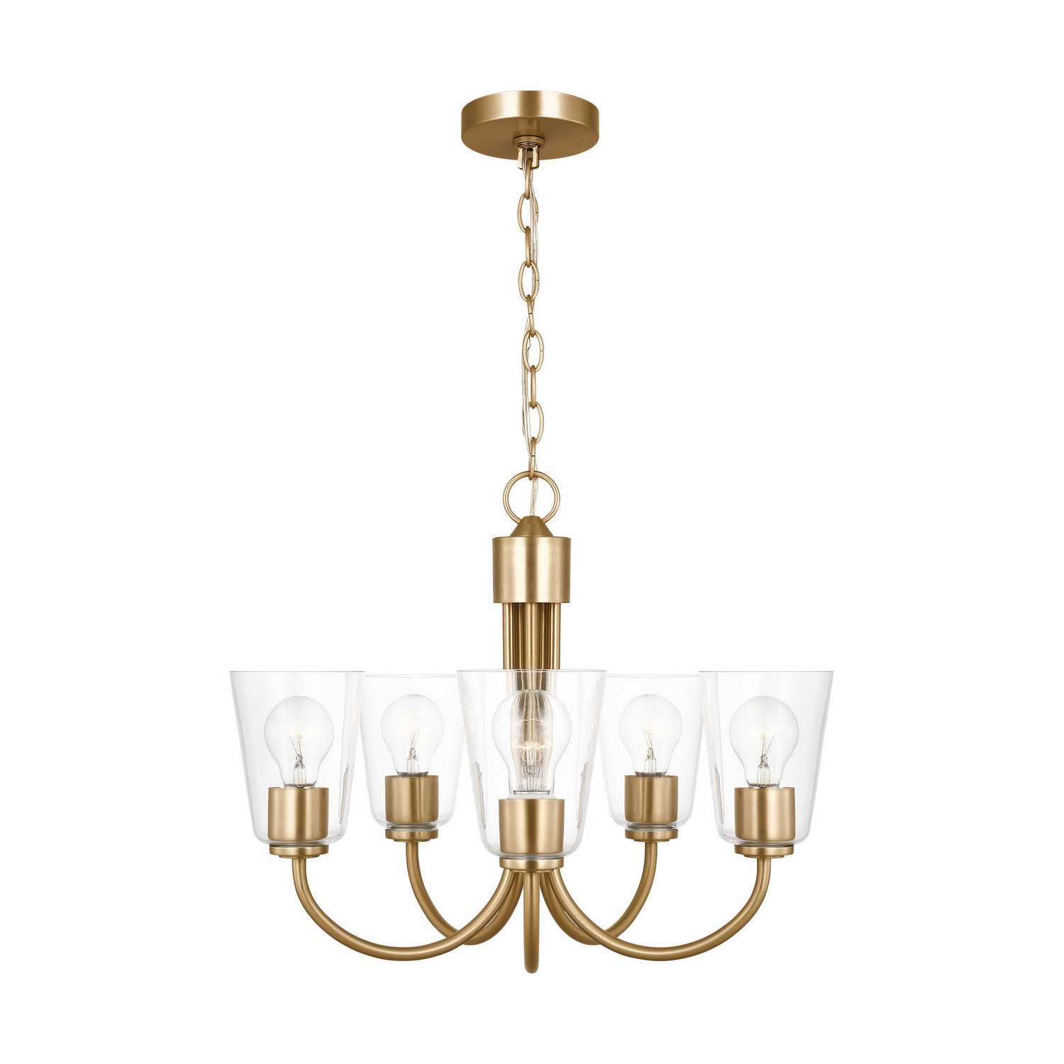 Satin Brass Chandelier from the Miles Collection