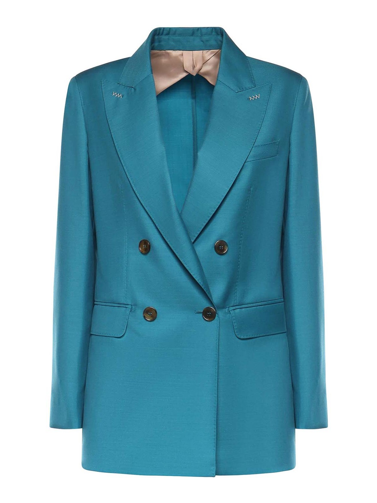 Double-Breasted Wool Mohair And Silk Blazer