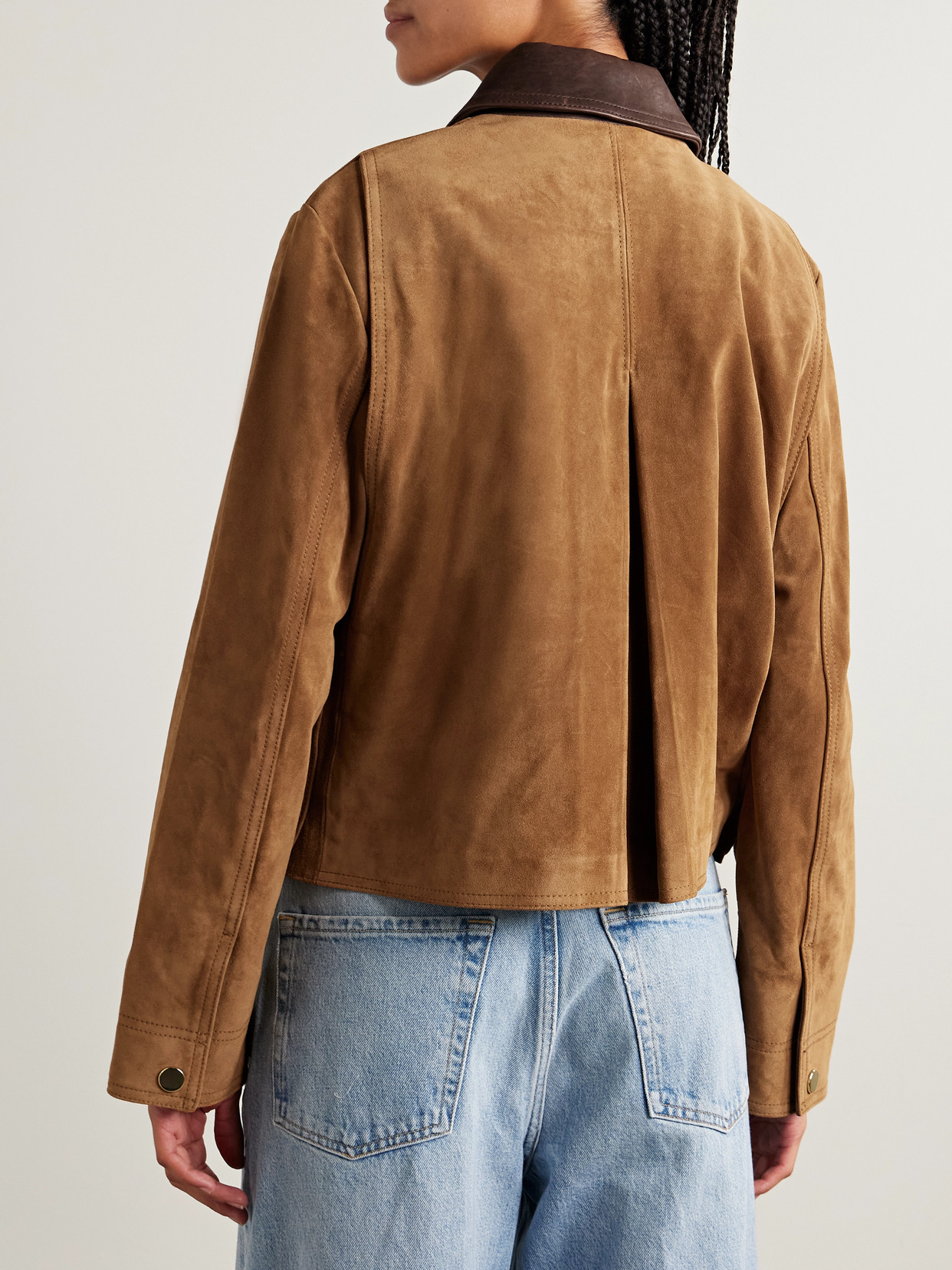 Walters Leather-trimmed Suede Jacket - Brown