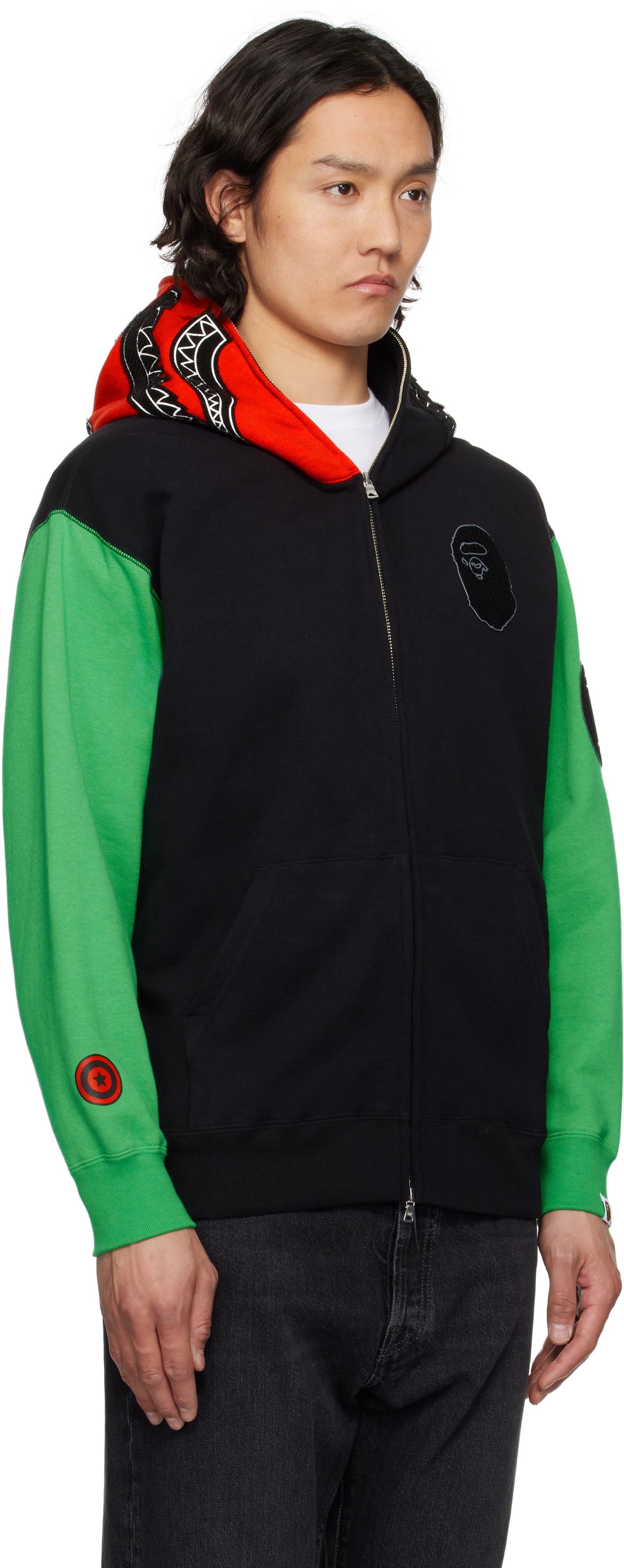 Black & Green United Arab Emirates Shark Full Zip Hoodie