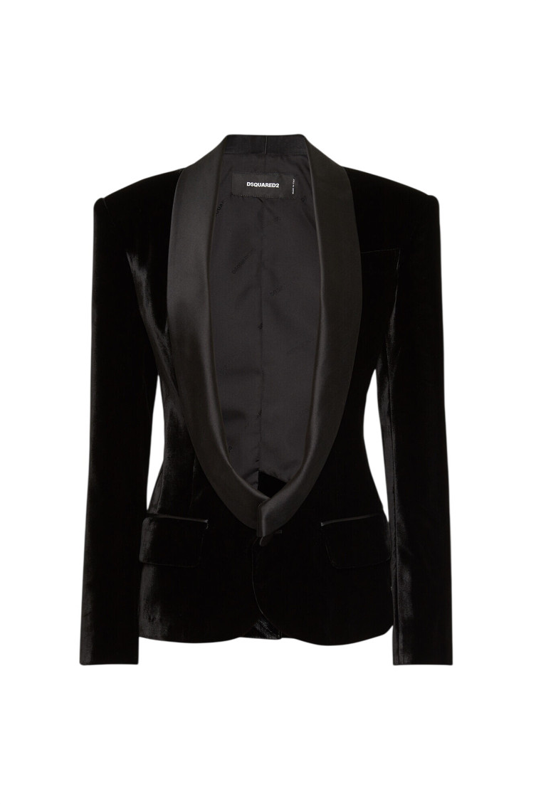 Shawl-lapels single-breasted blazer - Black