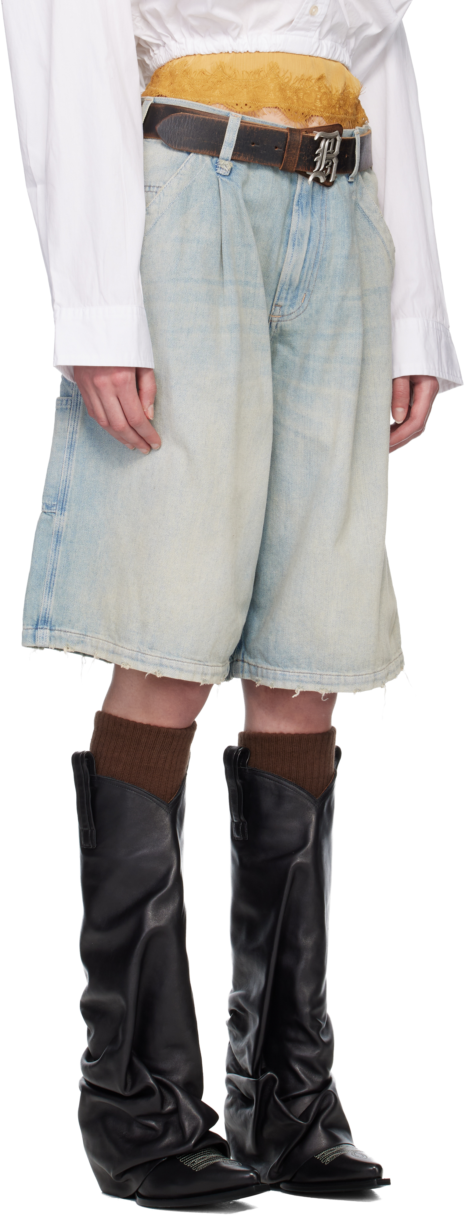 SSENSE Exclusive Blue Baggy Jesse Carpenter Denim Shorts