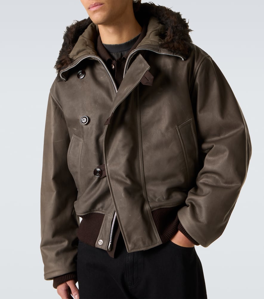 Compel shearling-trimmed leather jacket