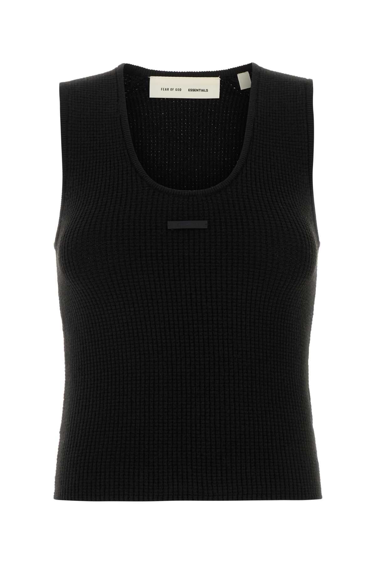 Waffle Tank Top — Black