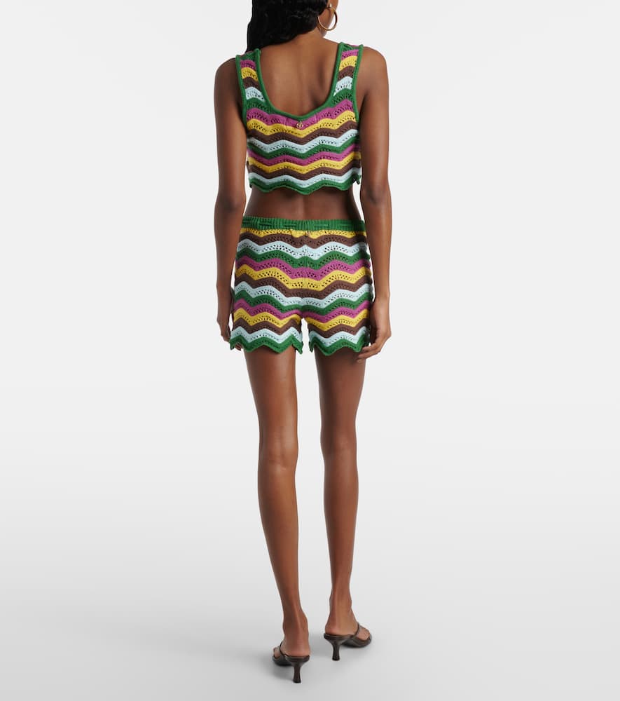 Kim striped crochet cotton-blend shorts