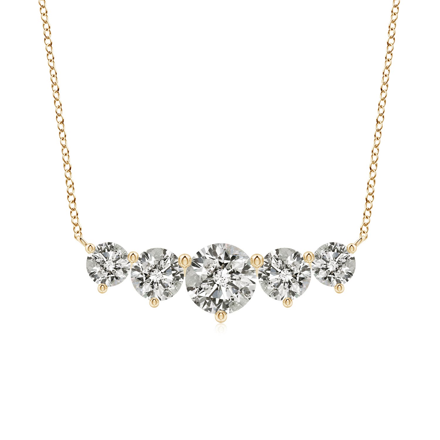 Angara 2.0 Carats Graduated Five Stone Round Diamond Necklace in 18K Yellow Gold