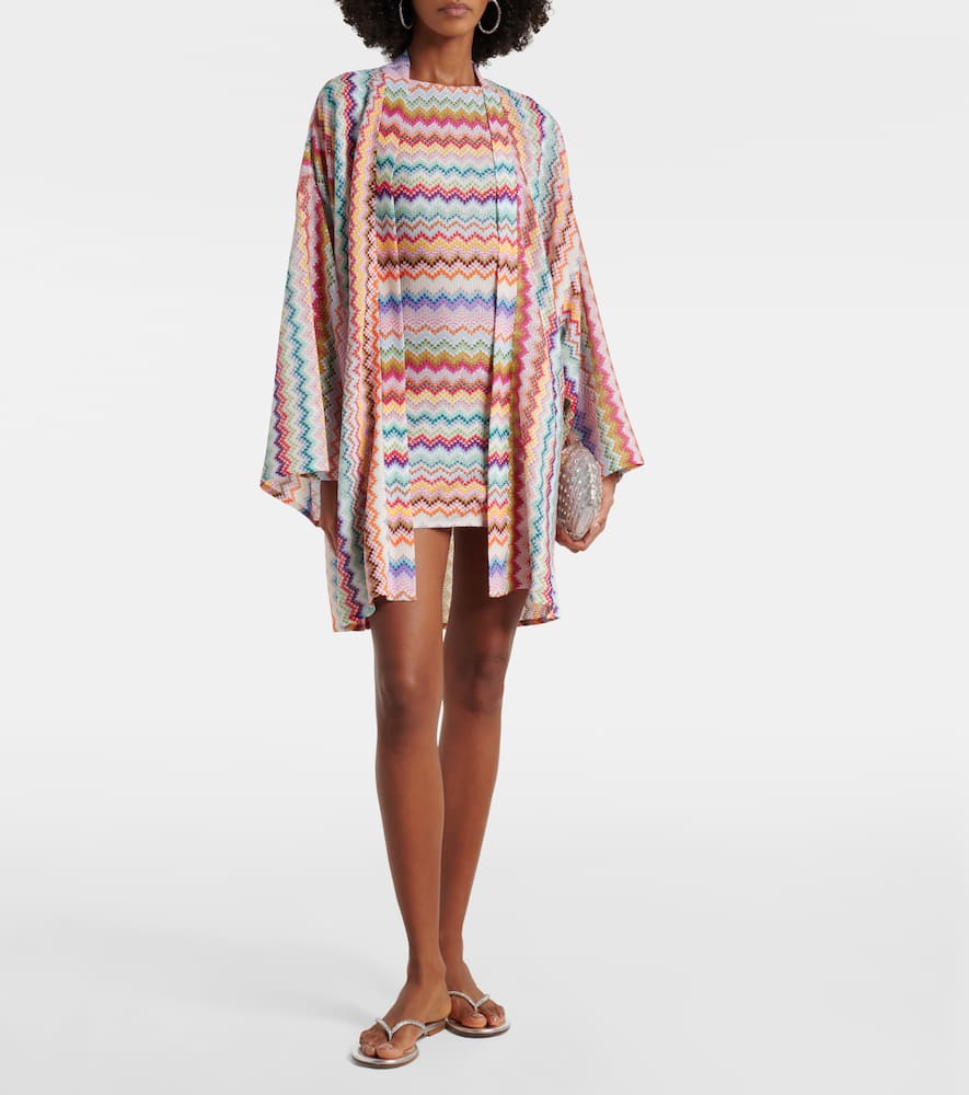 Zig Zag oversized lamé wrap cardigan