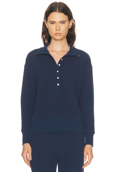 Negative Underwear Waffle Knit Pullover in Navy - Navy. L also in M, S, XL
