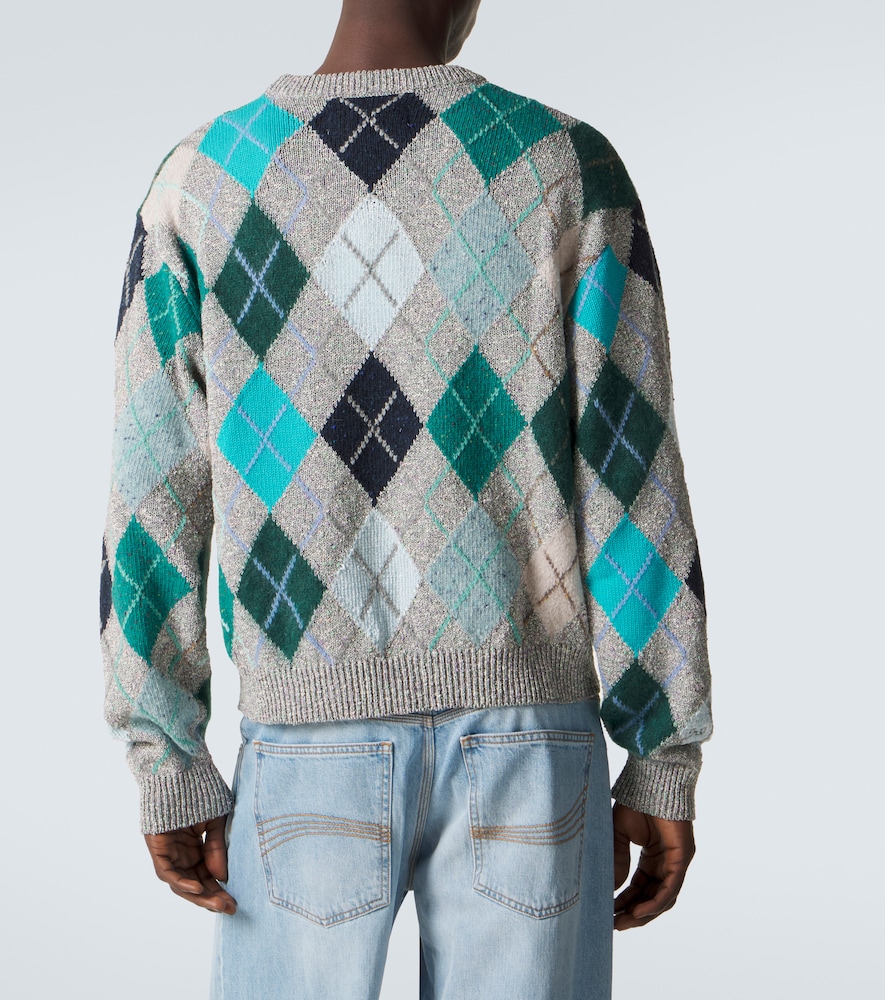 Argyle wool and cotton-blend sweater