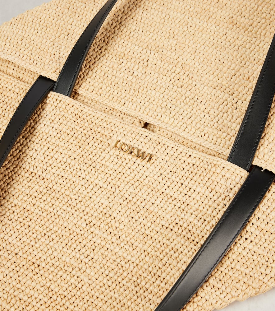 Puzzle Fold XL raffia tote bag