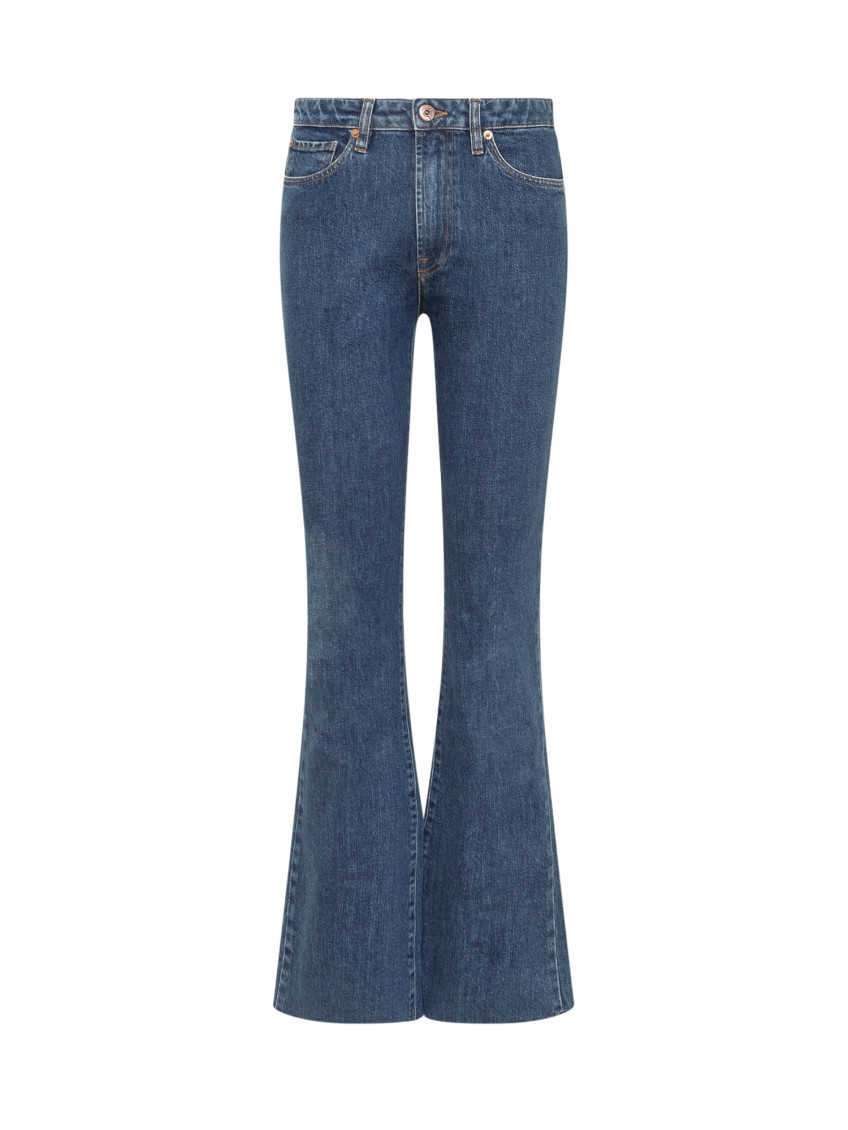 Blue Flared High Rise Jeans