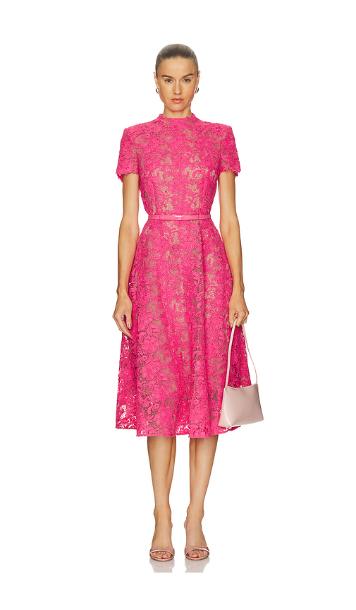 Nadine Merabi Lace Midi Dress in Pink. 6/SM. Also /XS
