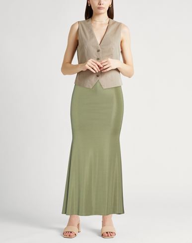 La Semaine Paris Woman Maxi skirt Green Size 8 Polyester, Elastane