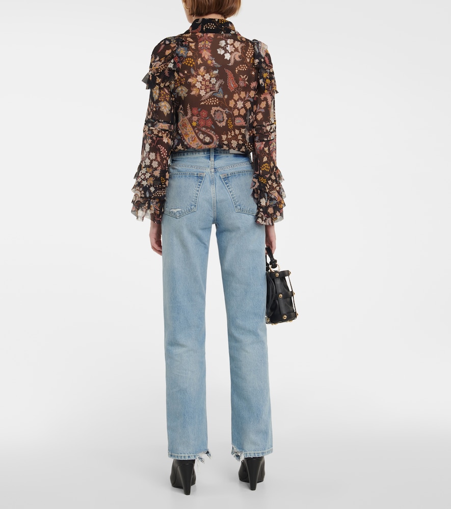 Mid-rise straight-leg jeans