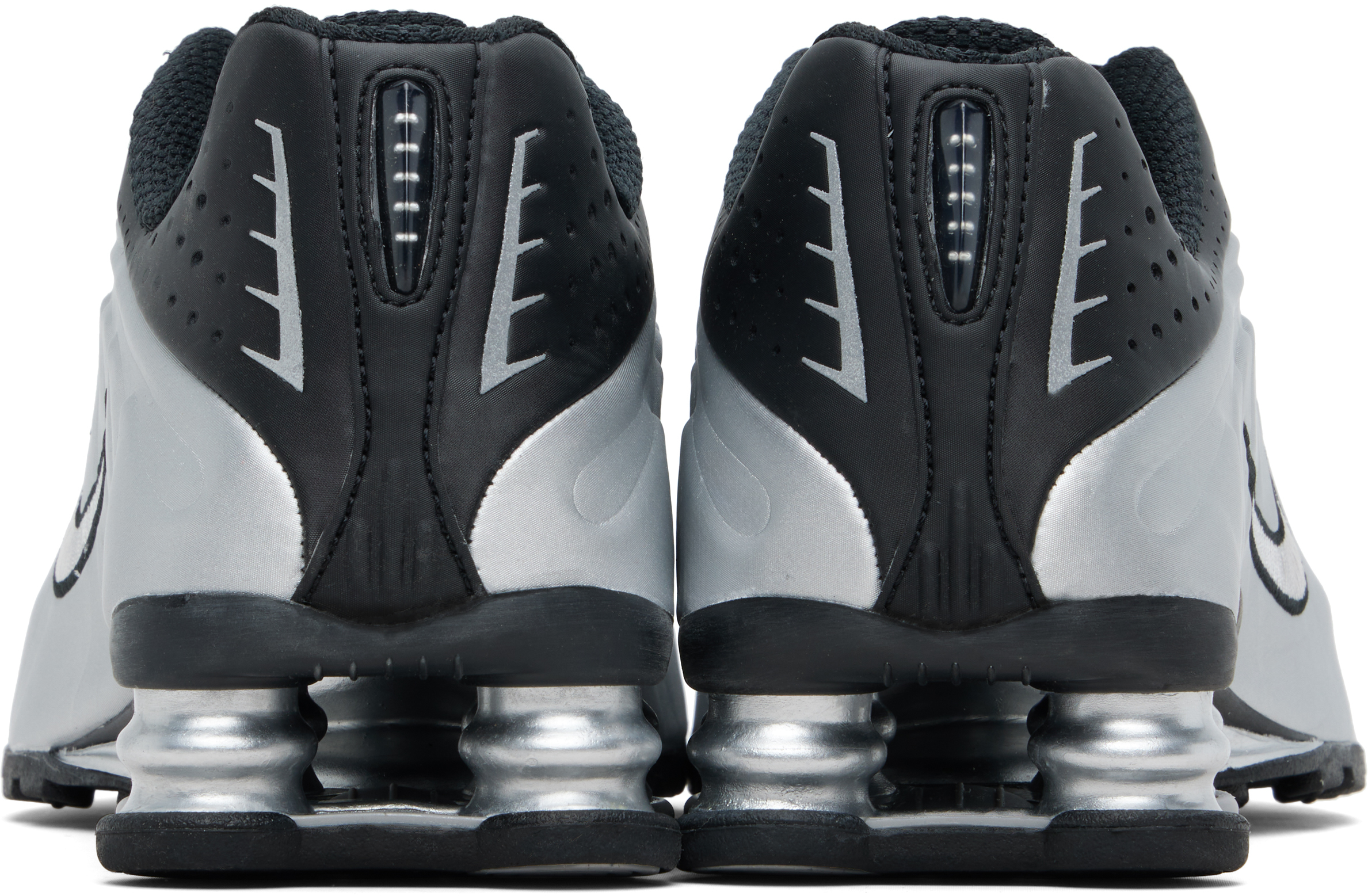 Black & Silver Shox R4 Sneakers