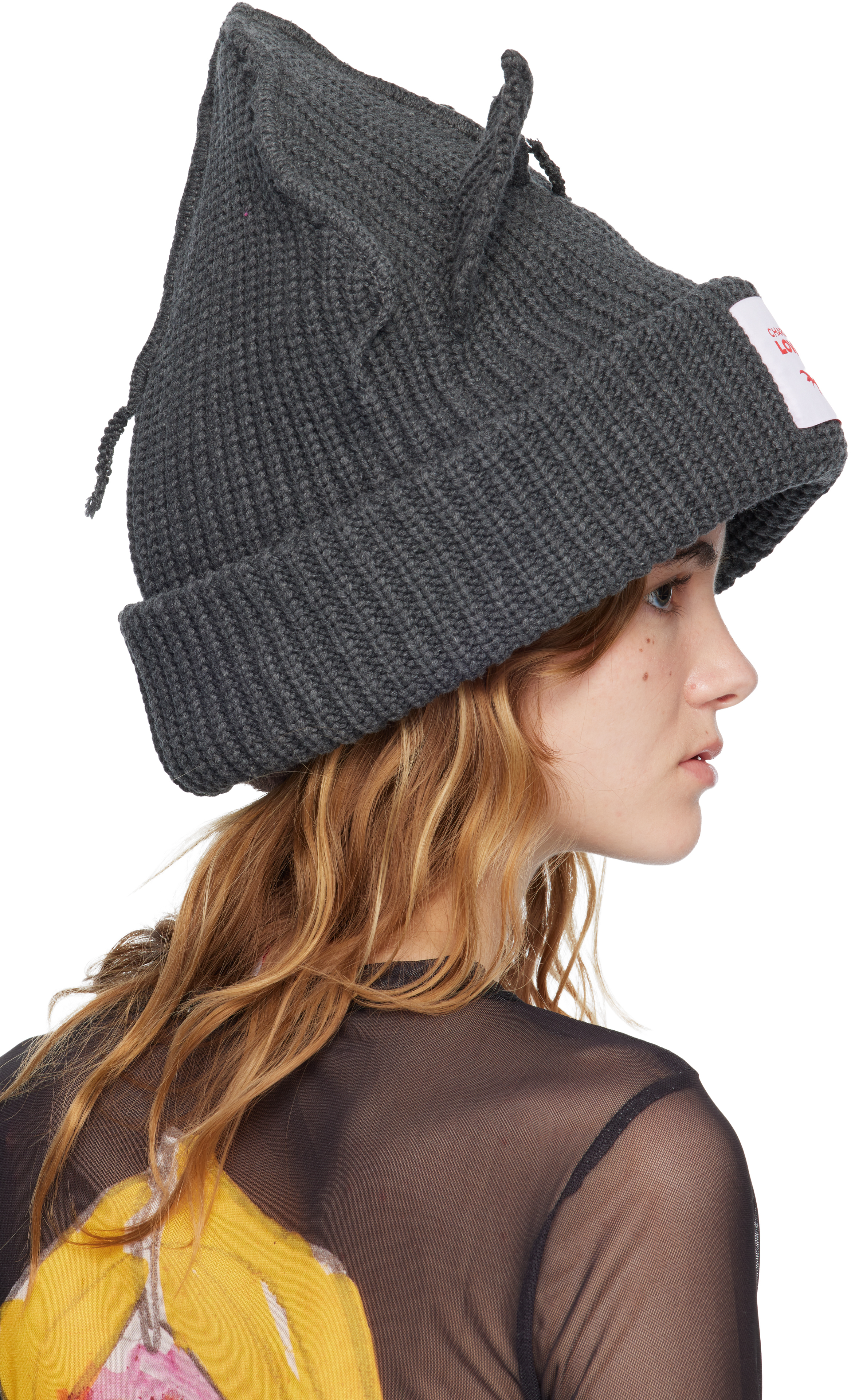 Gray Supersized Chunky Ears Beanie