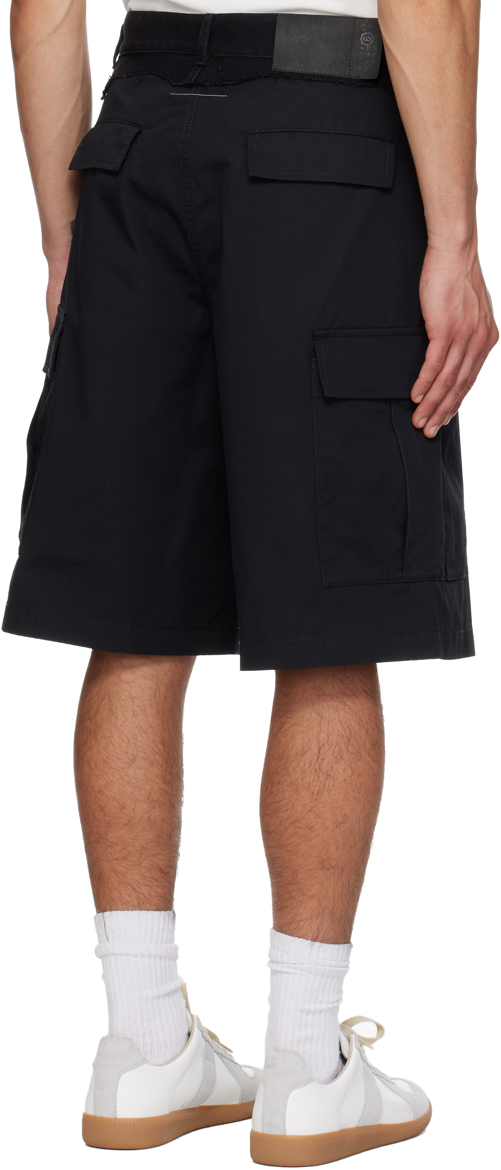 Black Raw Edge Cargo Shorts