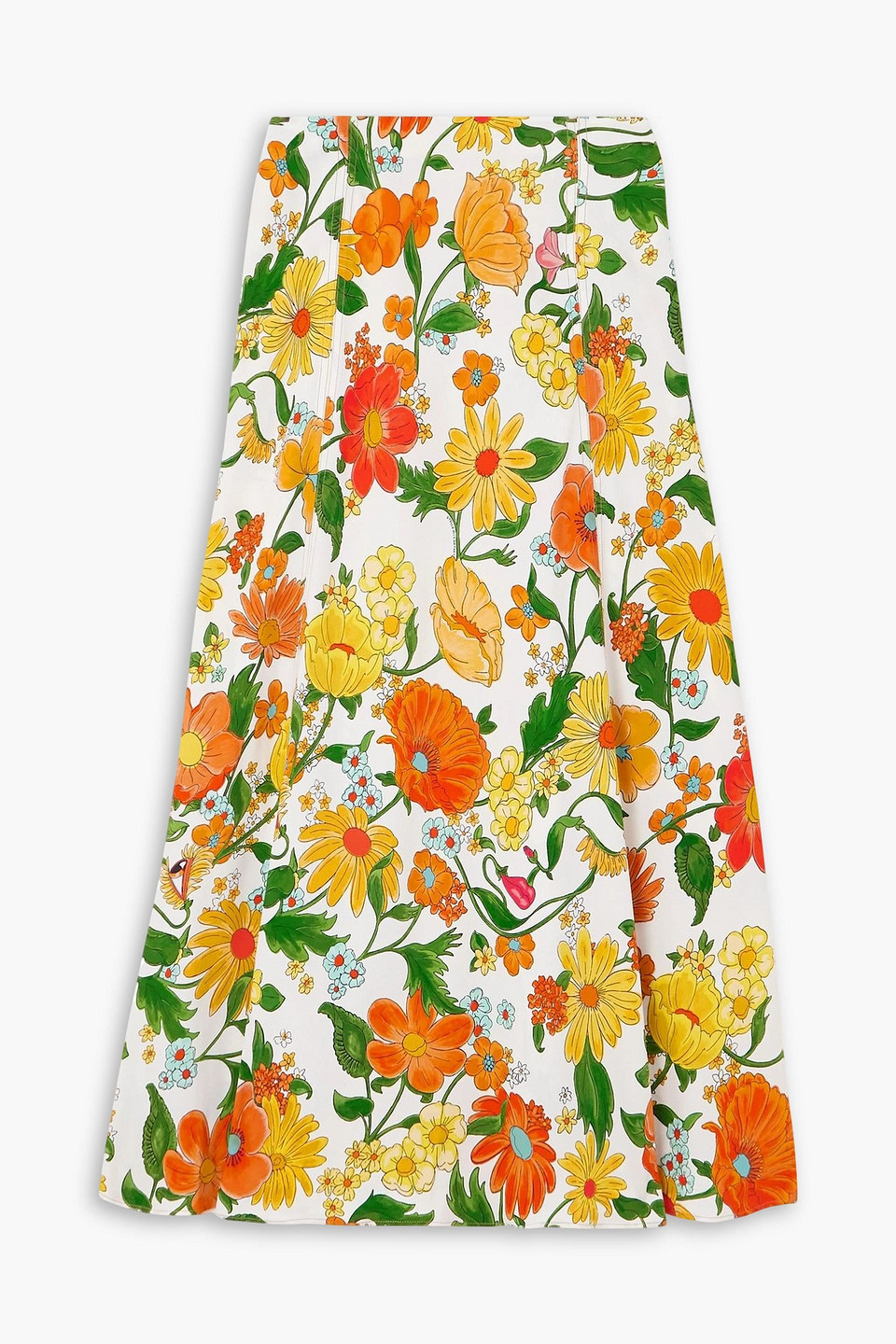 Floral-print twill midi skirt - Yellow - IT 44