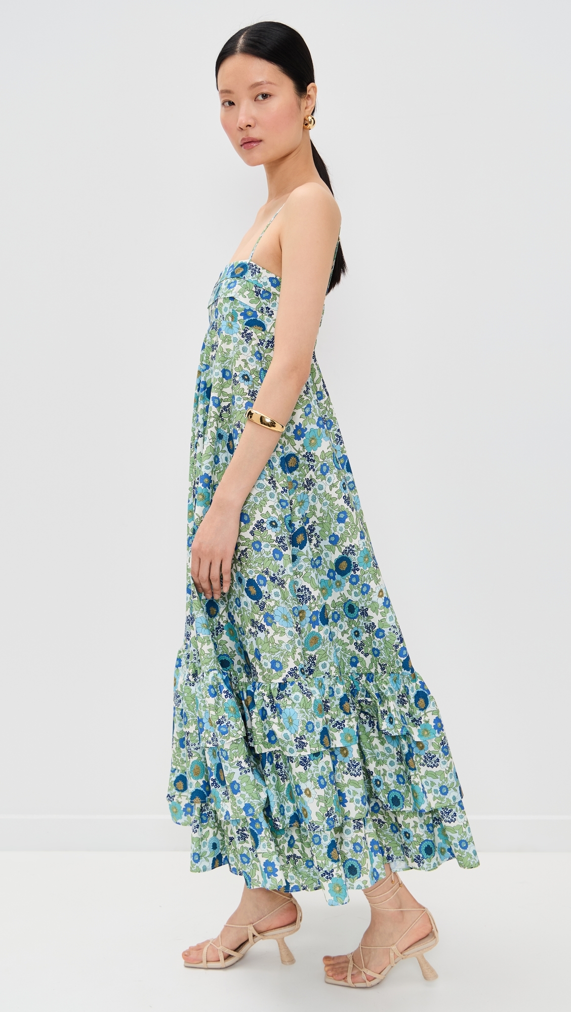 ALÉMAIS Pam Tiered Midi Dress Blue